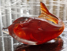 Load image into Gallery viewer, Art Glass Dolphin MTARFA Malta Paperweight Figurine Orange and Clear Colours