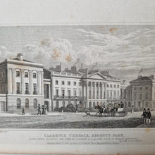 Load image into Gallery viewer, Vintage Book Plate Print Engraving, Clarence Terrace, Regent's Park Metropolitan Improvements: L
