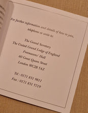 Load image into Gallery viewer, United Grand Lodge Of England , Freemasonary An Approach To Life Guide Booklet