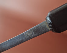 Load image into Gallery viewer, Vintage Boots slotted stainless steel serving spoon black plastic handle , Old Kitchenalia