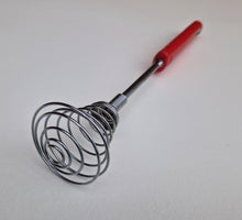 Load image into Gallery viewer, Vintage wire whisk egg beater with red plastic handle , Retro hand mixer Old kitchen handy tool Summ