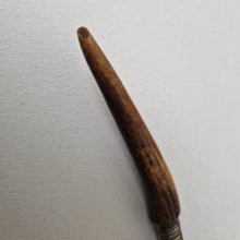 Load image into Gallery viewer, Antique Serving Fork, Cold Meats, Meat Fork, Bread Fork, Antler Handle, Silver Plate, Elegant Flatwa