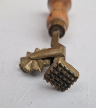Load image into Gallery viewer, Brass Pastry Crimper Cutter Tool with Diamond Shaped Marker Wooden Handle RARE