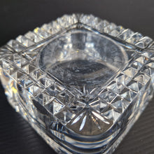 Load image into Gallery viewer, Heavy Cut Crystal Square Cut Out Trinket Dish Tea Light Candle Holder France 4"
