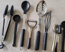 Load image into Gallery viewer, Used Kitchen Utensil Set – Black & Stainless Steel – Pre-Owned Cooking Tools Job Lot