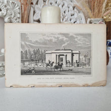 Load image into Gallery viewer, Vintage Book Plate Print: One of the new lodges, Hyde Park, London Drawn By Thomas Hosmer Shepherd E