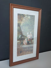 Load image into Gallery viewer, Framed Victorian Garden Print Ladies Tea Time Cat Wall Art 50 x 30cm