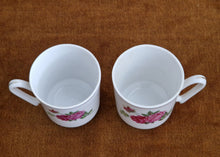 Load image into Gallery viewer, Pair of Vintage Rose Design Espresso Coffee Cups Set of 2 Small Floral Teacups