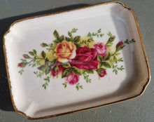 Load image into Gallery viewer, Vintage Royal Doulton Visitor Centre Rectangular Dish Tray , Rose Flower Design Ring Jewellery Tray