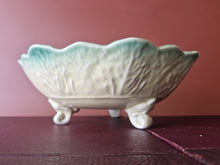 Load image into Gallery viewer, Vintage Antique Crown Devon, Fielding Footed Fruit or Centre Bowl , Green & Yellow Colour