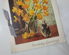 Load image into Gallery viewer, Vintage Birthday Greeting Card, Yellow Flower In Wicker Basket / Vase