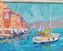 Load image into Gallery viewer, Original Portofino Painting | Italian Riviera Artwork | Hand-Painted Coastal Scene | 27.5cm x 22.5cm