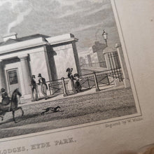 Load image into Gallery viewer, Vintage Book Plate Print: One of the new lodges, Hyde Park, London Drawn By Thomas Hosmer Shepherd E