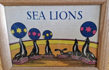 Load image into Gallery viewer, Book Plate Print Picture Frame Sea Lions Performing At Carnival Circus Framed