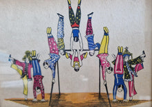 Load image into Gallery viewer, Book Plate Print Picture Frame Carnival Circus Acrobat Performers wooden frame