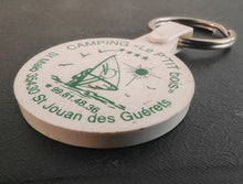 Load image into Gallery viewer, Vintage Camping Keychain Le P’tit Bois St Jouan des Guérets Plastic French Camp