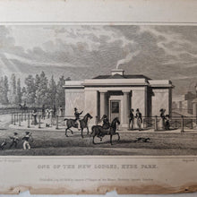 Load image into Gallery viewer, Vintage Book Plate Print: One of the new lodges, Hyde Park, London Drawn By Thomas Hosmer Shepherd E