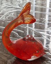 Load image into Gallery viewer, Art Glass Dolphin MTARFA Malta Paperweight Figurine Orange and Clear Colours