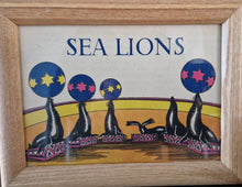 Load image into Gallery viewer, Book Plate Print Picture Frame Sea Lions Performing At Carnival Circus Framed