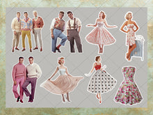 Load image into Gallery viewer, 1950s Retro Images DIY Stickers, Journaling Supplies, Retro Living, Retro Junk Journal, Retro Ephemera, Fussy Cuts,Instant Digital Download