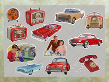Load image into Gallery viewer, 1950s Retro Images DIY Stickers, Journaling Supplies, Retro Living, Retro Junk Journal, Retro Ephemera, Fussy Cuts,Instant Digital Download