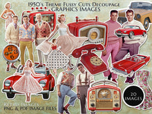 Load image into Gallery viewer, 1950s Retro Images DIY Stickers, Journaling Supplies, Retro Living, Retro Junk Journal, Retro Ephemera, Fussy Cuts,Instant Digital Download