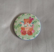 Load image into Gallery viewer, Vintage Teddy Bear Flowers Pin Badge 1991 Cute Floral Collectible 5.5cm