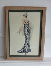 Load image into Gallery viewer, Framed Art Deco Lady Fashion Print Vintage Style Wall Art Picture 35.5 x 27cm