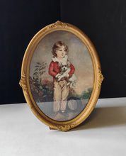 Load image into Gallery viewer, Vintage Oval Framed Arthur Devis Print Boy with Dog Antique Gilt Frame 48cm