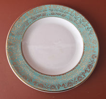 Load image into Gallery viewer, Washington Pottery Dorchester Ironstone England Frenzione turquoise and gold China side plate