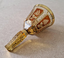 Load image into Gallery viewer, Vintage Bohemian Czech Painted 24Carat Gold Glass Panels Cabochon Bell