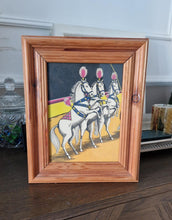 Load image into Gallery viewer, Old  Book Plate Print Picture Frame 3 White Horse Performing At Carnival Circus