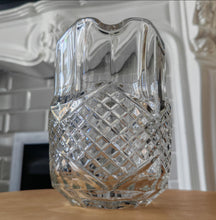 Load image into Gallery viewer, Vintage Cut Glass Jug | Pressed Crystal Water Pitcher | 16cm Tall | Starburst & Crosshatch Design |