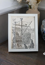 Load image into Gallery viewer, Dick Whittington And His Cat By The Thames Quayside Print Wooden Picture Frame