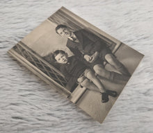 Load image into Gallery viewer, Vintage Sepia Colour Old Photograph, 2 young boys sitting on a window sill, Family Photo, Date Ukno