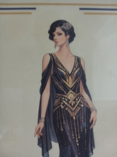 Load image into Gallery viewer, Framed Art Deco Lady Fashion Print Vintage Style Wall Art Picture 36 x 27cm