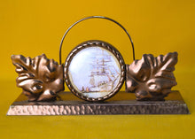 Load image into Gallery viewer, Vintage Copper Letter Rack , Sailing Ship and Leaf Theme, 19.2cm x 6.3cm x 10cm