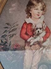 Load image into Gallery viewer, Vintage Oval Framed Arthur Devis Print Boy with Dog Antique Gilt Frame 48cm