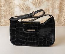 Load image into Gallery viewer, Clubhouse Crocodile Pattern Shoulder Bag by Jane Shilton Black Colour