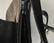 Load image into Gallery viewer, Clubhouse Crocodile Pattern Shoulder Bag by Jane Shilton Black Colour