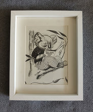 Load image into Gallery viewer, Vintage Koala Reading Print Framed Book Page Nursery Wall Art Tiny Tots 1942