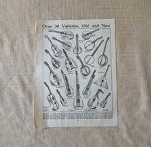 Load image into Gallery viewer, Vintage Drawing Image Book Plate Musical Instruments Image Illustrations Guitar Cither Banjo Balalai