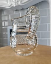 Load image into Gallery viewer, Vintage Cut Glass Jug | Heavy Pressed Crystal Water Pitcher | 16cm Tall | Diamond & Fan Cut Design |