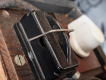 Load image into Gallery viewer, Vintage Electrician's Wooden Tool Chest with Original Leather Strap
