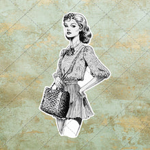 Load image into Gallery viewer, Vintage 1970s Ladies Fashion Sketch Illustration Fussy Cut Cut Out Art Image 20 PNG Images Instant Download DIY Stickers Ephemera Clip Art