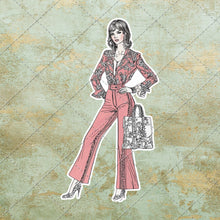 Load image into Gallery viewer, Vintage 1970s Ladies Fashion Sketch Illustration Fussy Cut Cut Out Art Image 20 PNG Images Instant Download DIY Stickers Ephemera Clip Art