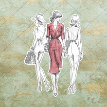 Load image into Gallery viewer, Vintage 1970s Ladies Fashion Sketch Illustration Fussy Cut Cut Out Art Image 20 PNG Images Instant Download DIY Stickers Ephemera Clip Art