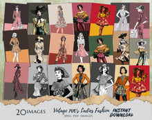 Load image into Gallery viewer, Vintage 1970's Ladies Fashion Sketch Illustration Art Images 20 Images JPEG and PDF Image Instant Download