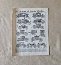 Load image into Gallery viewer, Vintage Drawing Image Book Plate , Horse Carriage Image Illustrations, Varieties Of Former Carriages