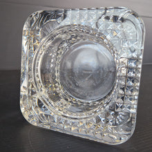 Load image into Gallery viewer, Heavy Cut Crystal Square Cut Out Trinket Dish Tea Light Candle Holder France 4"